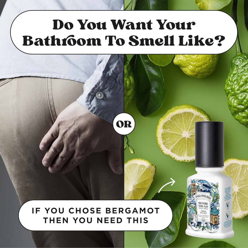 Poo-Pourri Before-You-Go Toilet Spray - Fresh Sea Salt Scent | 2 Fl Oz, Up to 100 Uses, TSA Approved