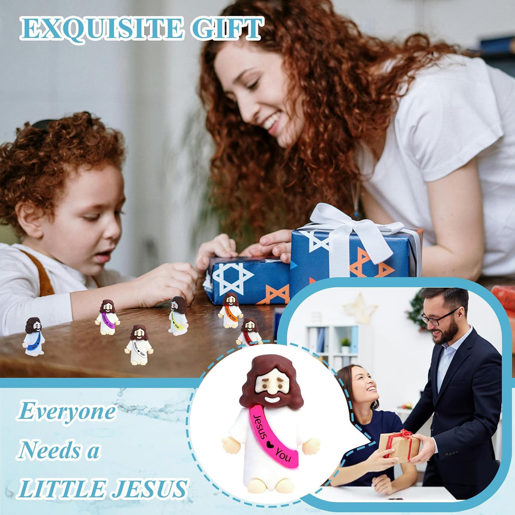 Skiennix 50 Pcs Mini Jesus Figures - Colorful Rubber Easter Toys for Religious Gifts & Party Favors