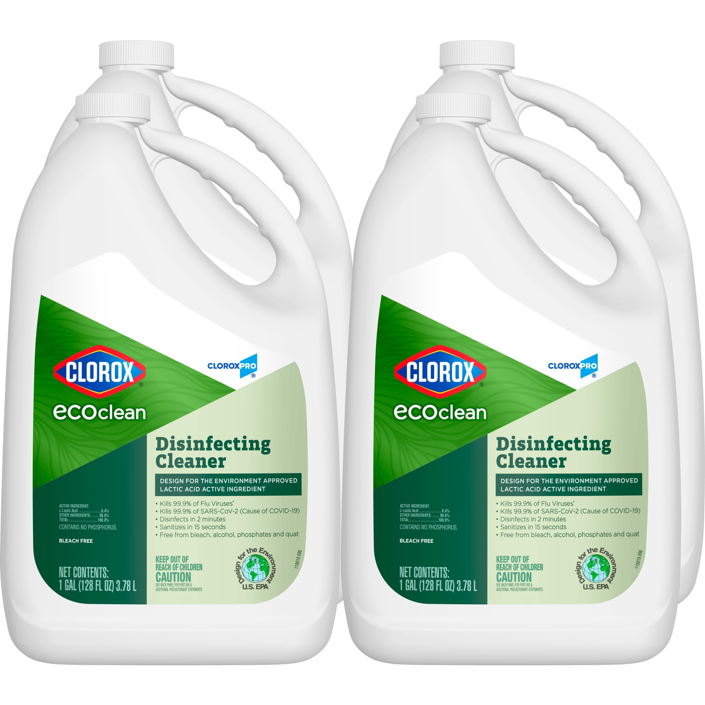CloroxPro Clorox EcoClean Disinfecting Cleaner Refill, 128 Fluid Ounces, Pack of 4 (Package May Vary)