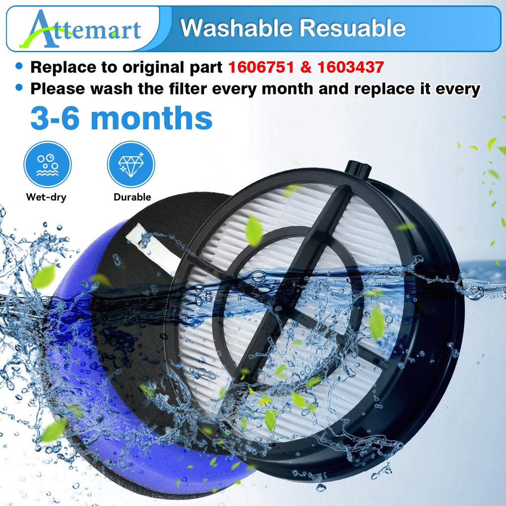 Attemart 2790 Filter Replacement for Bissell Pet Hair Eraser Turbo Pro/Plus Vacuum 27909 2790W 2281 2461 3126 31269, for Bissell Pet Hair Eraser Turbo 2475, Replace to part # 1606751 & 1603437, 4 Pack