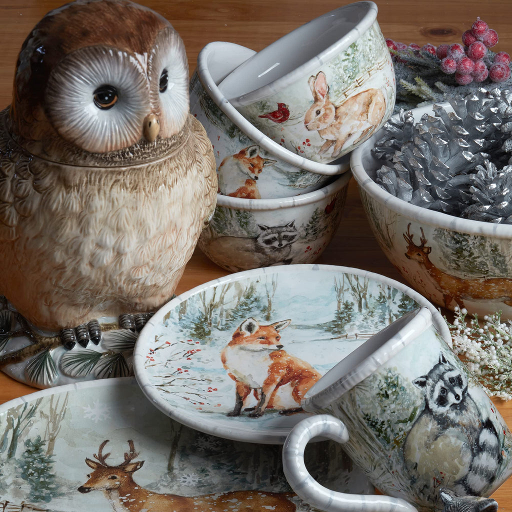 Winter’s Walk 3-D Ceramic Owl Cookie Jar – A majestic hand-painted owl cookie jar that brings rustic woodland charm to your kitchen, perfect for storing treats or decorating for the holidays, 88 oz.