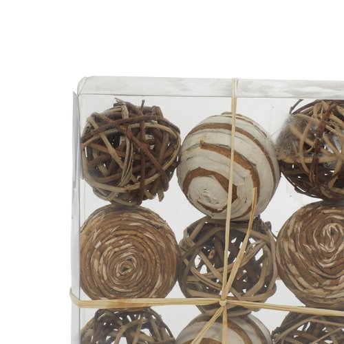 Deco 79 Dried Plant Handmade Decorative Ball Orbs & Vase Filler with Varying Designs, Set of 2 10"H, 7"W, Brown