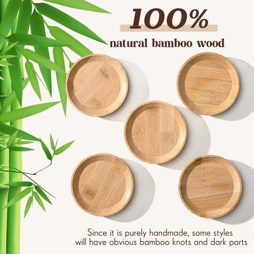 Tessco 4 Pcs 4" Wine Glass Charcuterie Topper Bamboo Round Wine Glass Charcuterie Board Dual Use Cups Topper Appetizer Plates for Christmas Party Family Gatherings Bars Restaurants