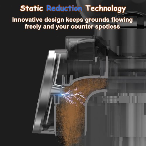 KITfanz Electric Conical Burr Coffee Bean Grinder with 25 Precise Settings, Touchscreen Adjustable Electric Burr Mill with LED Screen, Organ-Style Powder Blower (Anti-static)
