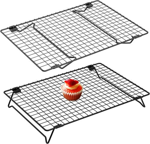 Cooling Racks - Durable Carbon Steel Wire, Stackable 2-Pack for Baking & Roasting | 13.4x9.4 Inch