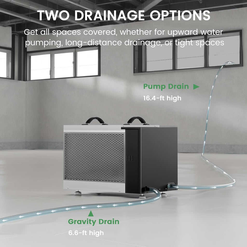 Waykar 125 Pint Dehumidifier - Smart Humidity Control for Basements & Crawl Spaces up to 6500 Sq Ft | Includes Pump & Drain Hose