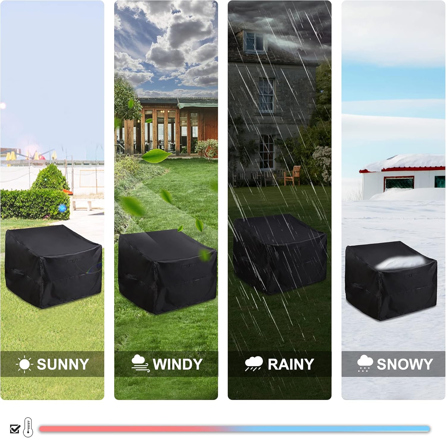 ALSTER Outdoor Chair Covers - Durable Waterproof Black Furniture Covers | 2 Pack, 29" L x 30" W x 36" H