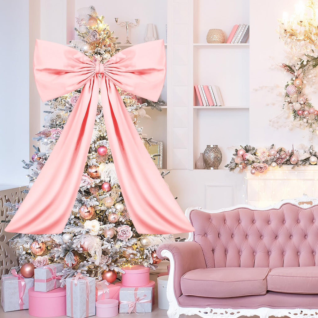 Wavwavw Large Pink Bow Decor Coquette Wall Decor for Backdrop 24 x 36'' Big Bow Giant Satin Ribbon Tie for Birthday Wedding Bridal Baby Shower Party Ballerina Room Hanging Decoration(Lining Support)