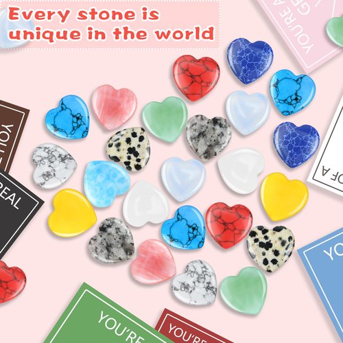 12 Pack Valentine’s Day Gifts for Kids, Valentine’s Day Cards with Heart-Shaped Crystal Gemstones for School Classroom Exchange, Valentine Party Favors&Goody Bag Fillers for Girls and Boys Ages 4–12