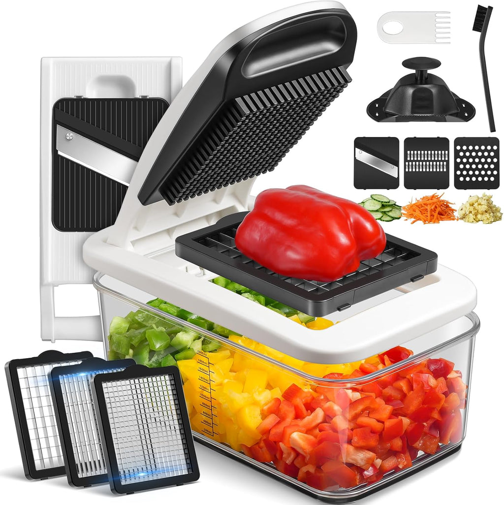 Sopito Vegetable Chopper - Multifunctional Mandoline Slicer with 6 Blades & Container for Easy Food Prep