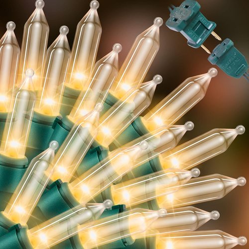 LAMPHOME Clear Warm White Christmas String Lights - 100 Count | 19.6Ft Waterproof Indoor/Outdoor Decor