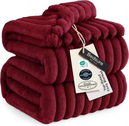 Bedsure GentleSoft Red Fleece Blanket - Cozy, Soft Throw for Couch | Perfect for Women & Girls, 108x90 Inches
