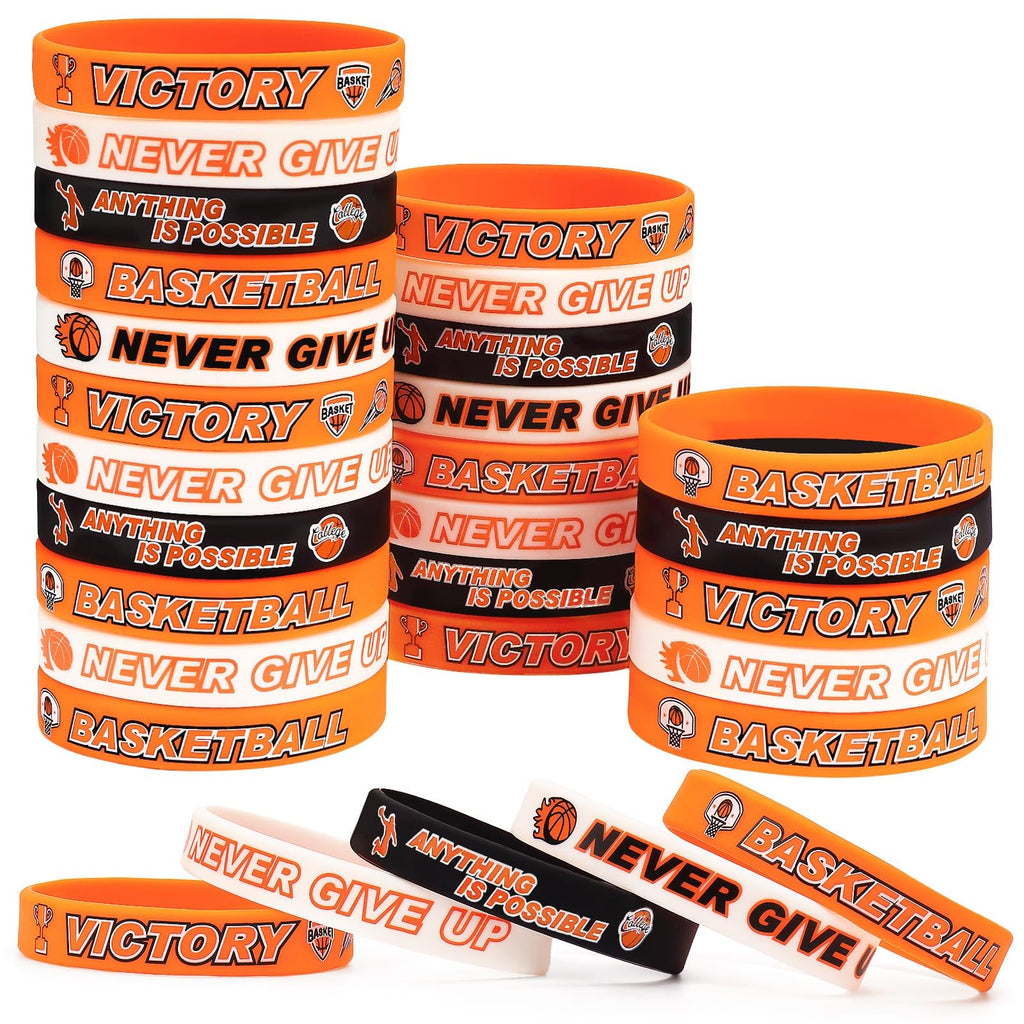 VICROIC 30 PCS basketball silicone bracelets Rubber wristbands, basketball motivational Silicone bracelets for Team Awards Gifts Sports Themed Party Favors