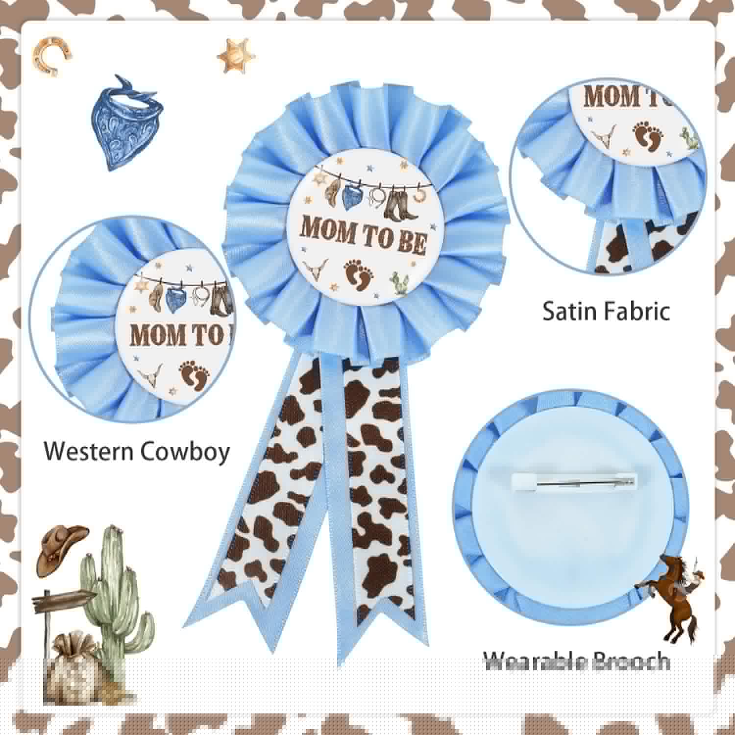 Lopeastar Cowboy Baby Shower Decorations Mom to Be Sash Dad to Be Corsage Set, Western Baby Shower A Little Cowboy is on the Way Mommy to Be Sash Baby Shower Sash Gift Keepsake