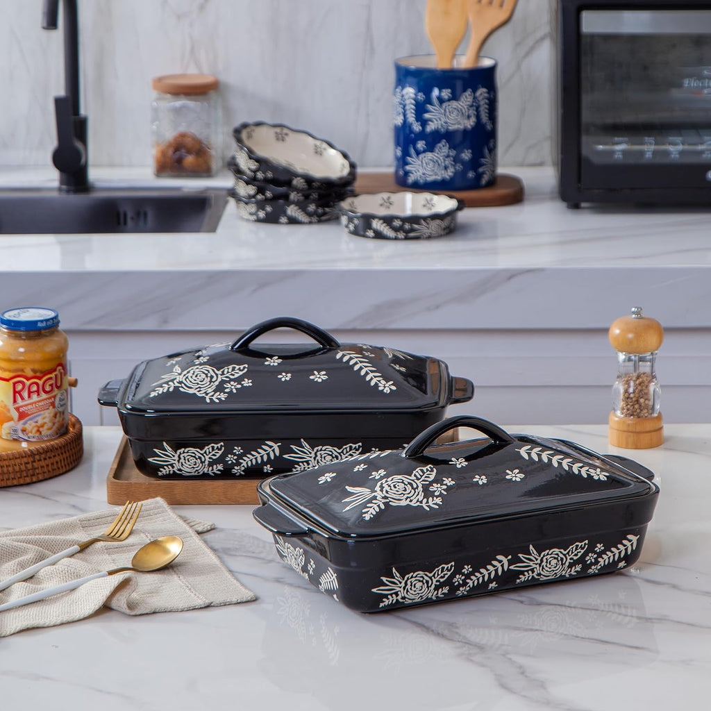 Wisenvoy Casserole Dish - Ceramic Baking Dish With Lid for Oven Use | Perfect for Family Meals