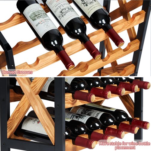 LUMAMU 25 Bottle Wine Rack Freestanding Floor Rustic Wine Holder Stand 5 Tier Wobble-Free Tall Wine Racks Wine Large Display Storage Shelf for Cellar Kitchen 21.6''L x 10.6''W x 31.8''H