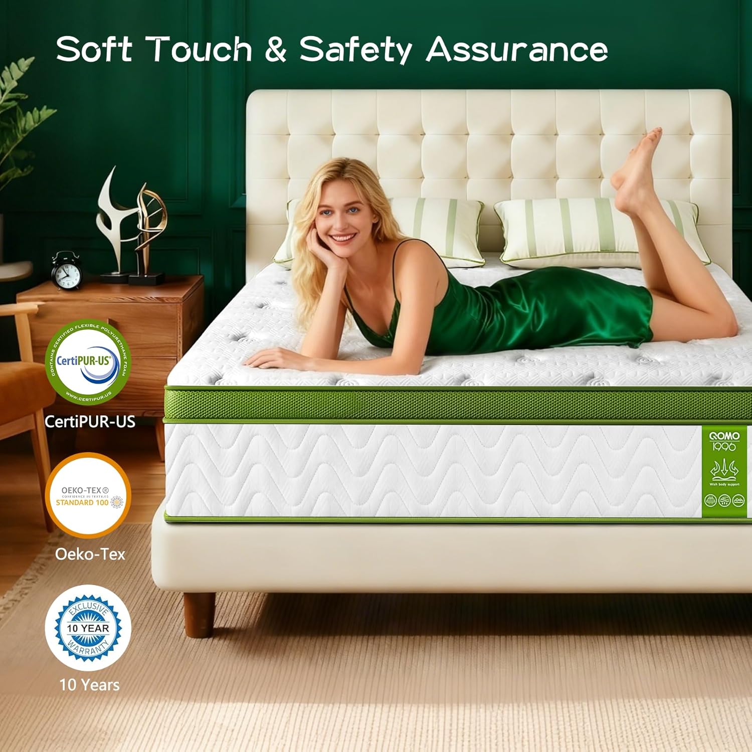 Regine Switzerland Twin Mattress - 10 Inch Memory Foam Hybrid with Pocket Springs | Medium Firm, Pressure Relief