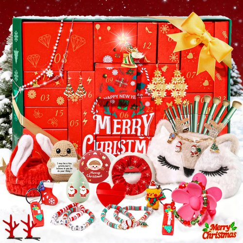 Beauty Advent Calendar 2025 for Teen Girls & Adult Women -24 Days Christmas Countdown Calendar, Fashion and Jewelry Sets Individually Boxed Makeup Surprises, Trend-Infused Gifts for Wife, Mom, Friends