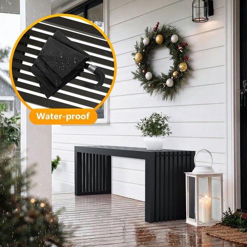 Toolola Bamboo Dining Bench, 35-inch Sleek Design Entryway Shoe Rack Bench, Indoor Kitchen Table Bench, Waterproof Outdoor Bench, Black