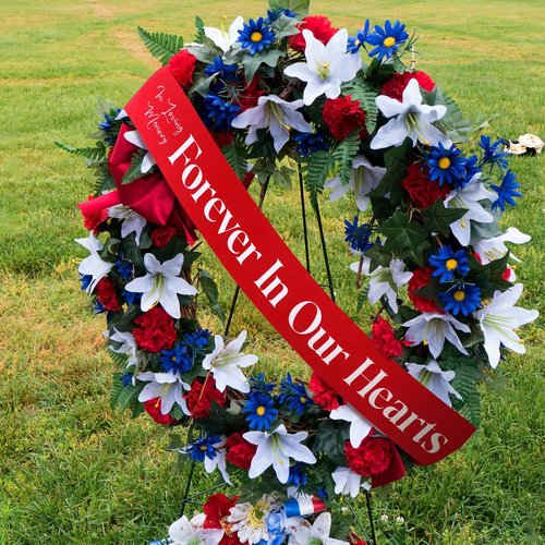 Fanfanwin Funeral Sash | Memorial Ribbon for Celebration of Life | 58x4'' Red - Forever in Our Hearts