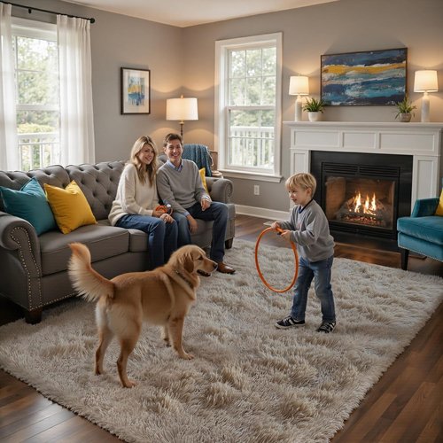 Fluffy Rug | Beige Shag Area Rug - Soft 2x4 Bedroom & Living Room Throw Rug for Cozy Home Decor