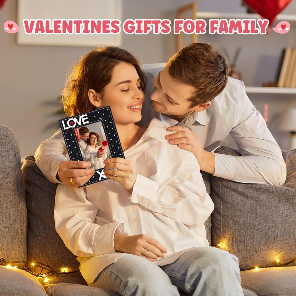 FLYAB Black Love Picture Frame 4x6 Valentines Day Pictrue Frames Leather Photo Frame for Tabletop Valentines Day Gifts for Couple Him Her Girlfriend Boyfriend