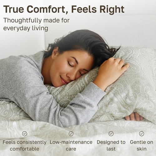 California Design Den 100% Cotton Queen Sheets - Award-Winning 400 TC, Smooth Sateen, Deep Pockets, Paisley Beige