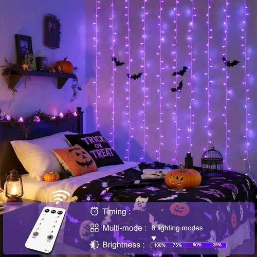 JMEXSUSS 300LED Purple Christmas Lights - Remote-Controlled String Lights for Bedroom & Party Decor