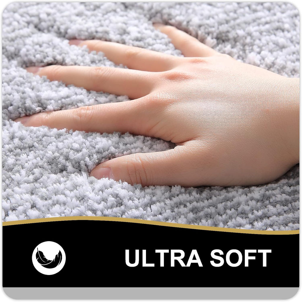 OLANLY Bathroom Rugs - Extra Soft Microfiber Bath Mat | Non-Slip, Machine Washable, 24x16 Inches, Grey
