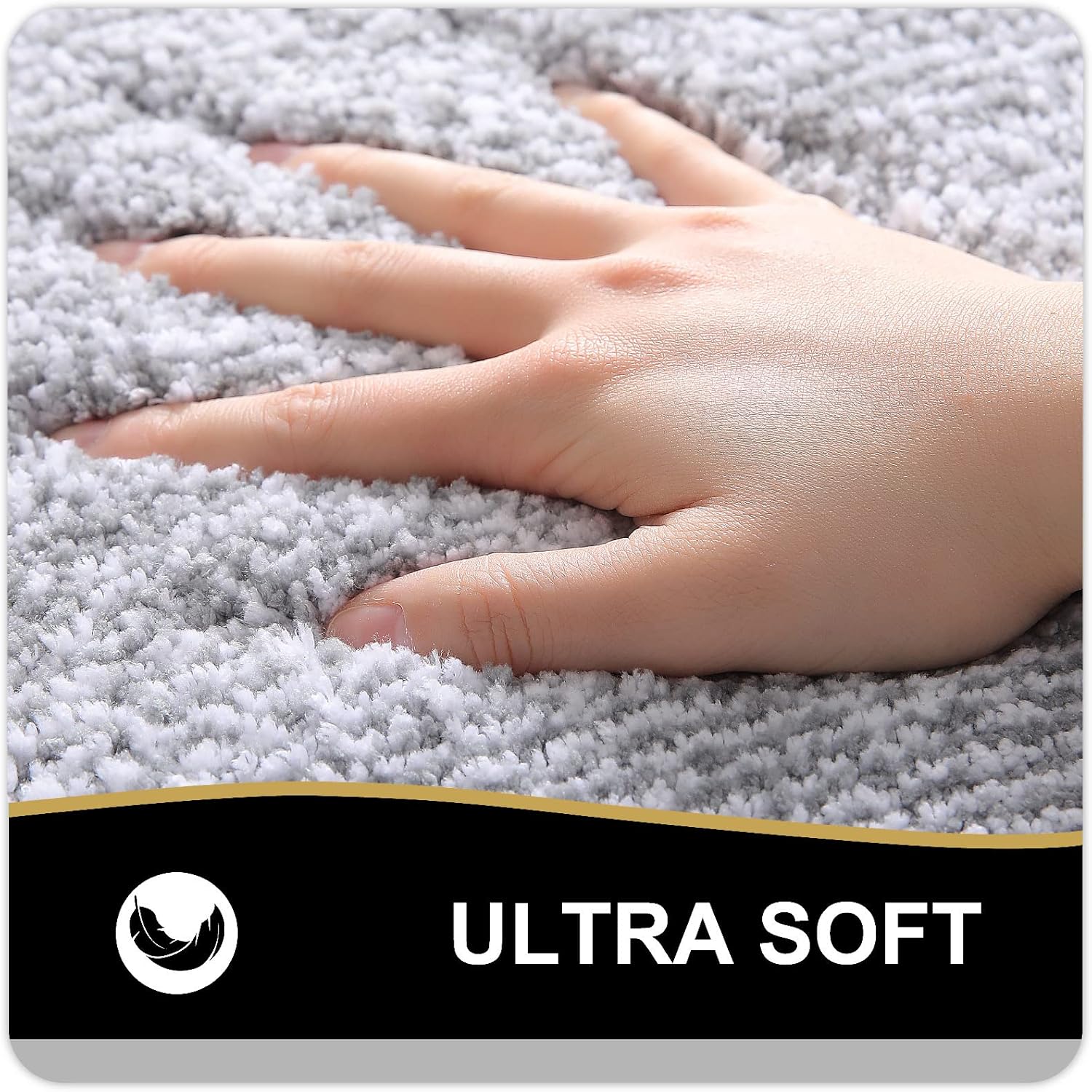 OLANLY Bathroom Rugs - Extra Soft Microfiber Bath Mat | Non-Slip, Machine Washable, 24x16 Inches, Grey