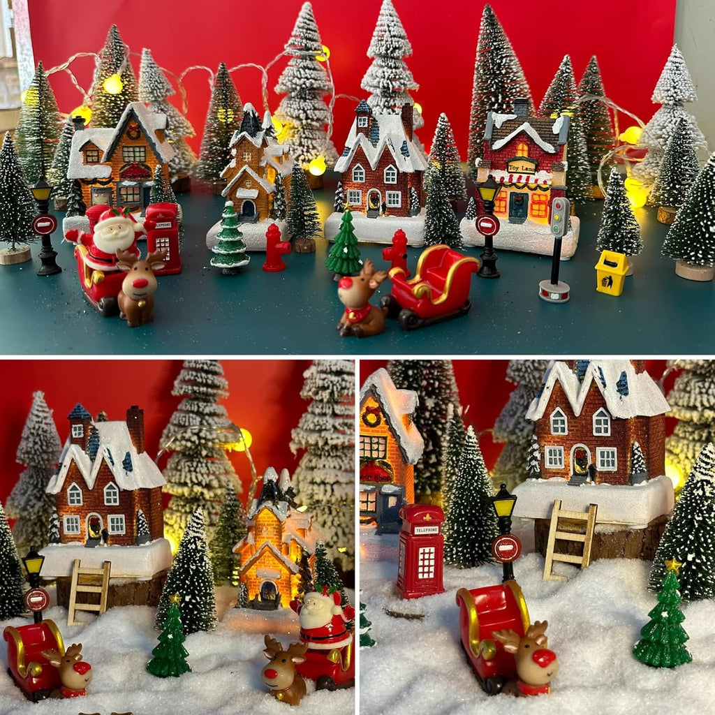 Regine Switzerland Christmas Village Set - LED Light-Up Resin Houses | Festive Indoor Decor Collection
