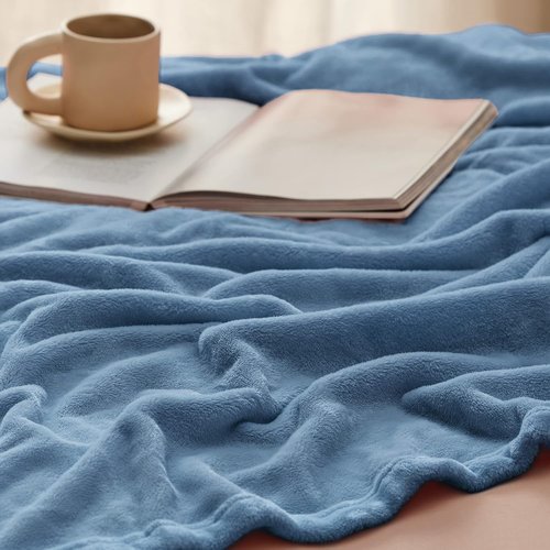 Bedsure GentleSoft Fleece Blanket - King Size Cozy Plush Microfiber in Washed Blue, 108x90 Inches