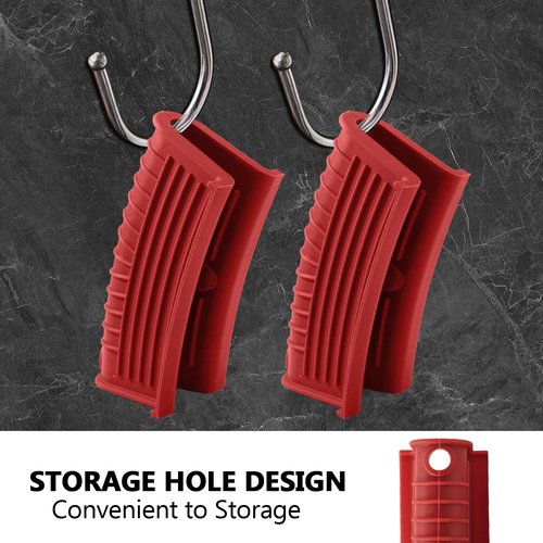 Bonsicoky 4 Pieces Silicone Hot Handle Holder Sleeve Set - Non-Slip, Heat Resistant Covers for Cast Iron Cookware - Perfect for Frying Pans, Casseroles, and Large Pots - Red