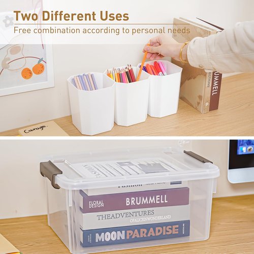 Citylife 17 QT Clear Plastic Storage Bins - Stackable Multipurpose Organizers with Lids | 4 Pack