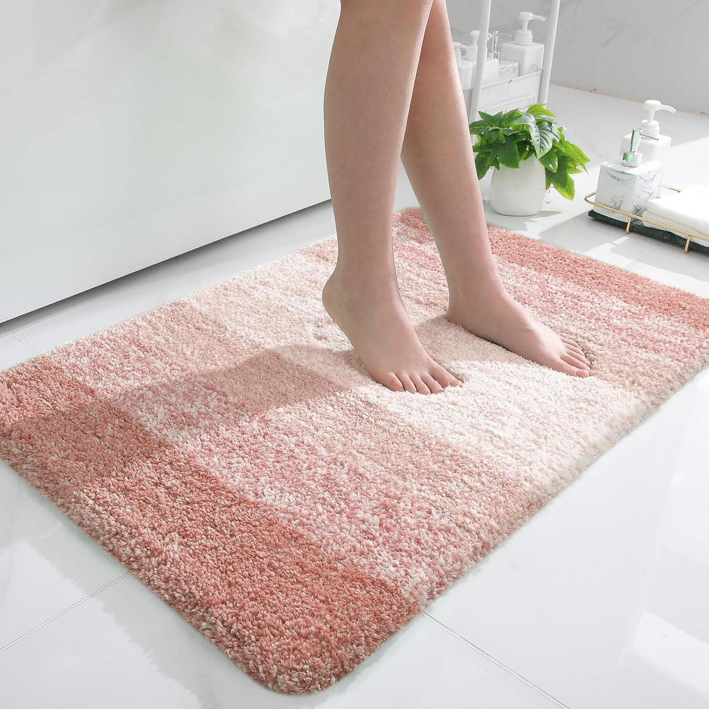 OLANLY Bathroom Rugs - Extra Soft Microfiber Mat, Quick Dry & Machine Washable, 36x24, Peach
