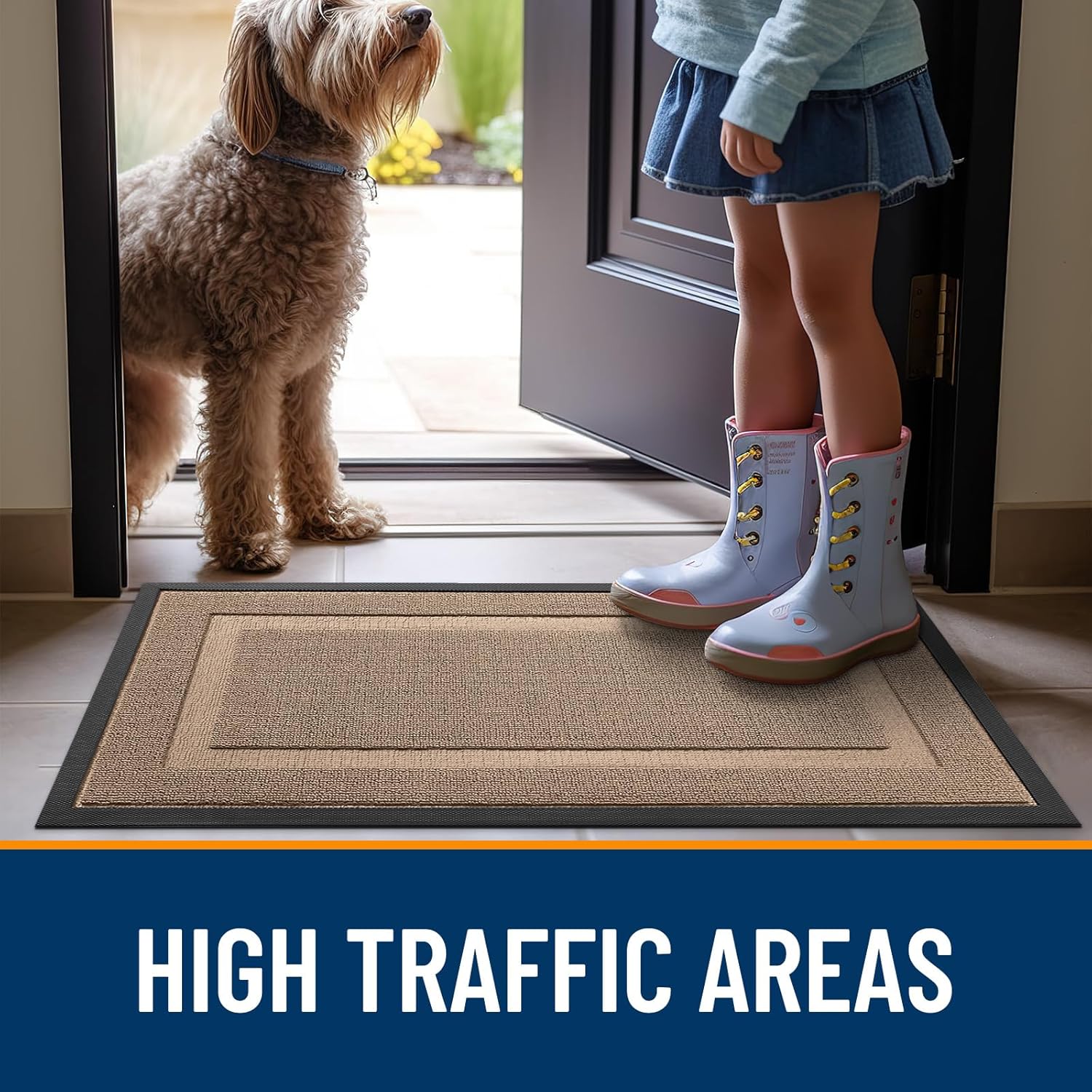 OLANLY Waterproof Front Door Mat - All-Season Indoor/Outdoor Doormat, Easy Clean, 47x32, Mocha