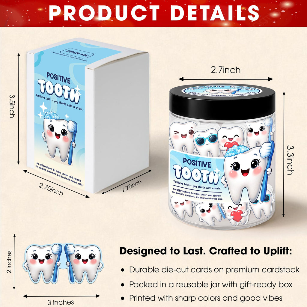 Miarita Positive Tooth Jar – 60 Affirmation Cards for Women, Kids, Teens & Coworkers, Dental Assistant Gifts For Dentists, Teacher Appreciation Gifts For Women, Birthday Gift for College Friend