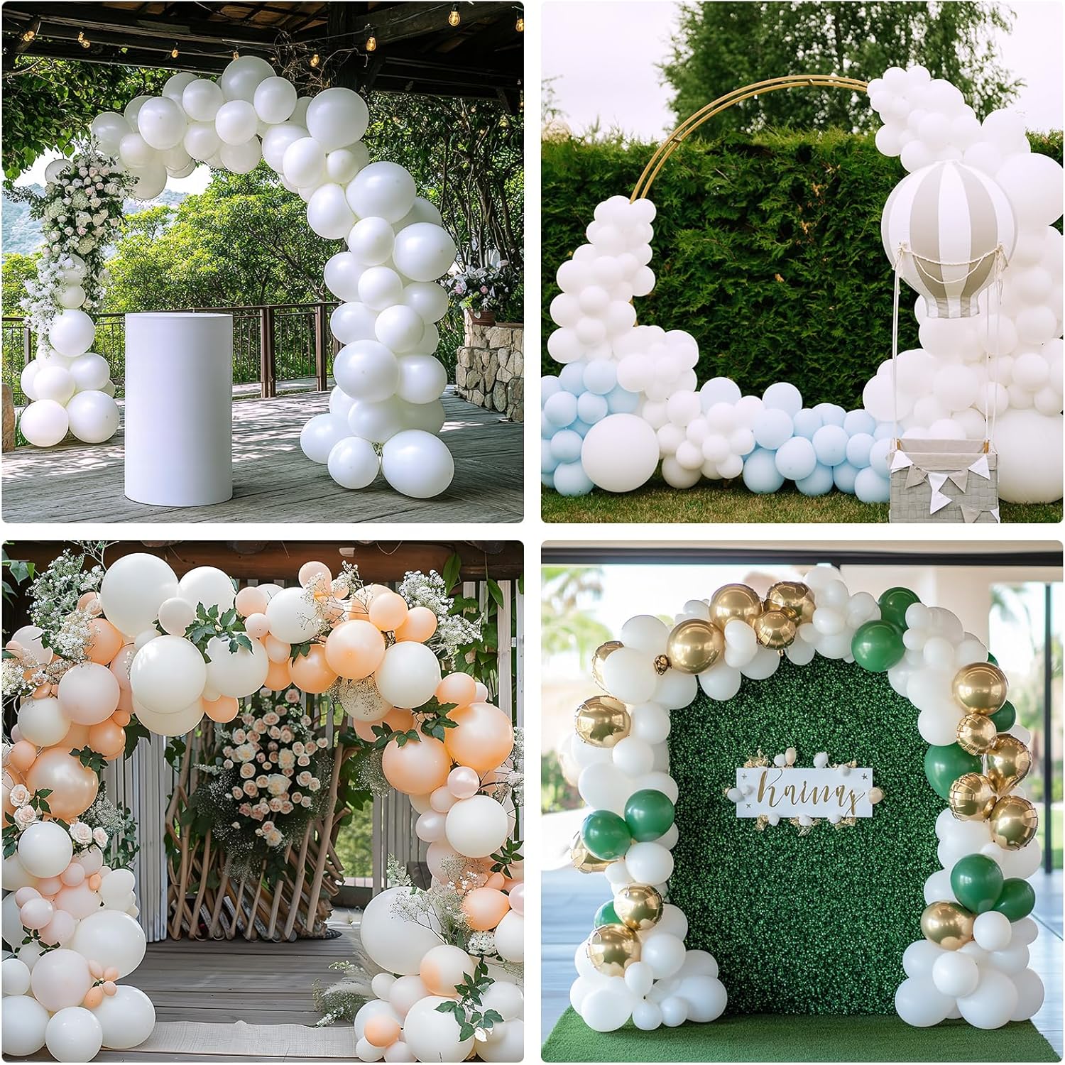 RUBFAC White Balloons - 135pcs in Various Sizes (5-18 Inch) for Wedding, Birthday, and Baby Shower Decor