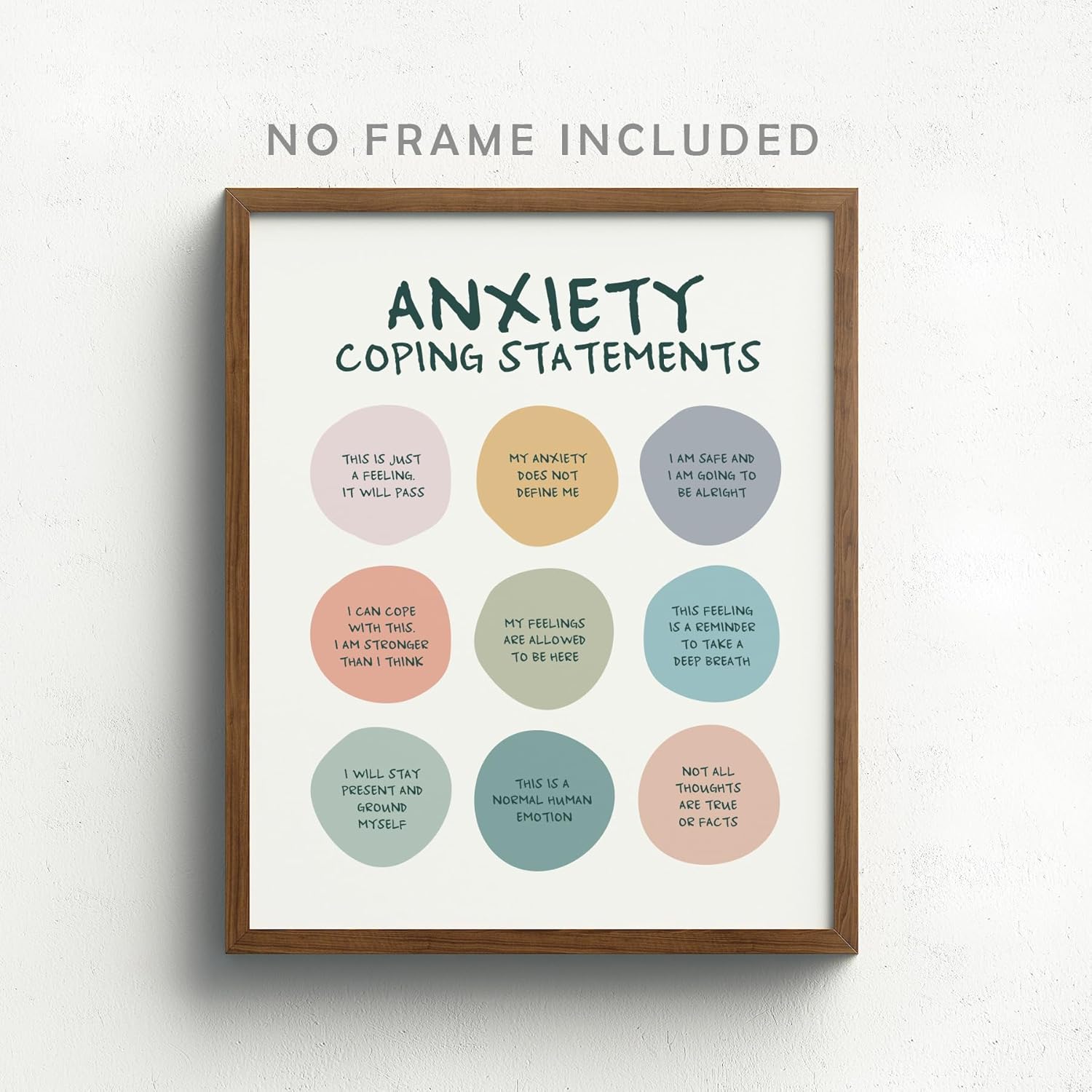 Skiennix Anxiety Coping Statements Poster - Positive Mental Health Wall Art | 8x10 Inch Unframed Decor