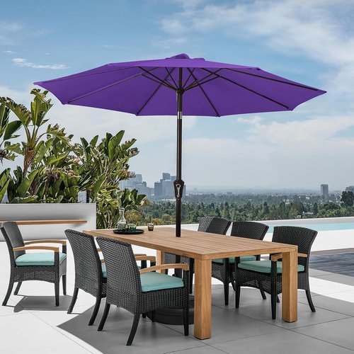 JEAREY 9FT Outdoor Patio Umbrella - UV Protection & Waterproof with Push Button Tilt | Dark Purple