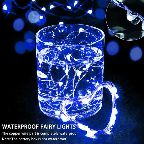Blue Fairy Lights by [Brand Name] - 24 Pack 7Ft 20 LED Twinkle String Lights | Battery Operated & Waterproof for Weddings, Parties, & Holidays