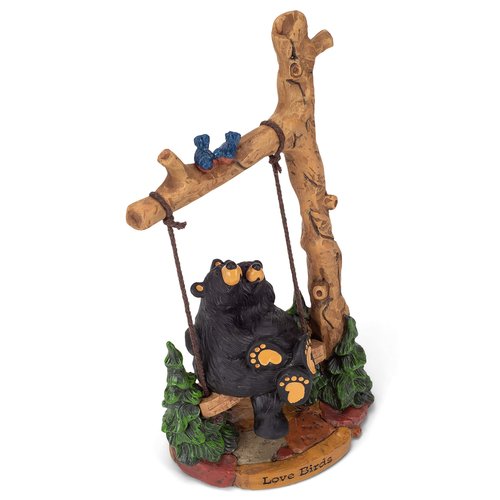 DEMDACO Bearfoots by Jeff Fleming Love Birds Midnight Black 9 x 6 Hand Cast Resin Stone Collectible Tabletop Figurine