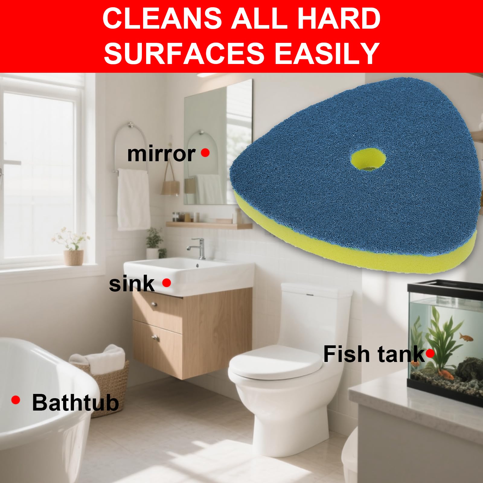 Spin Mop Replacement Head for O Cedar EasyWring 1 Tank, Includes 2 Magic Scrubber Sponge Brushes & 1 Connector Attachment for Kitchen, Bathrooms, Glass and Various Hard Surfaces