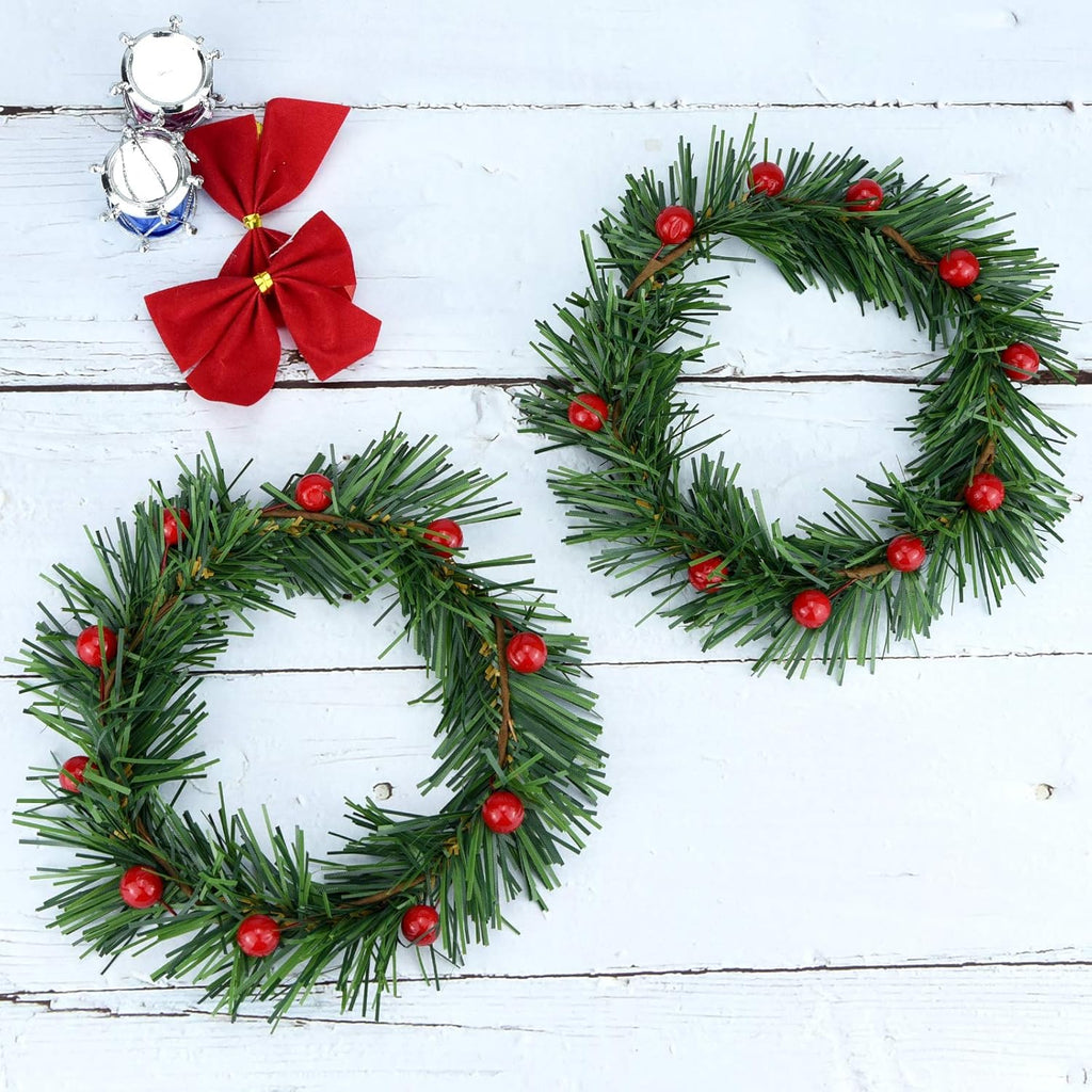 Lystaii Christmas Candle Rings - 10pcs Red Artificial Berry Wreaths for Holiday Table Decor | Large Size