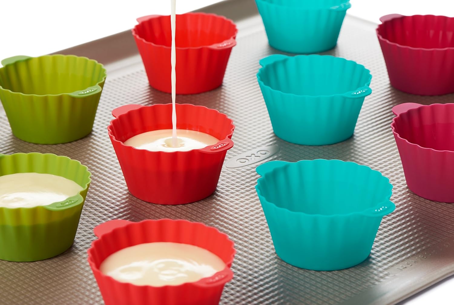 OXO Good Grips Silicone Baking Cups - Reusable, BPA-Free, Non-Stick | Pack of 12 Cupcake & Muffin Liners