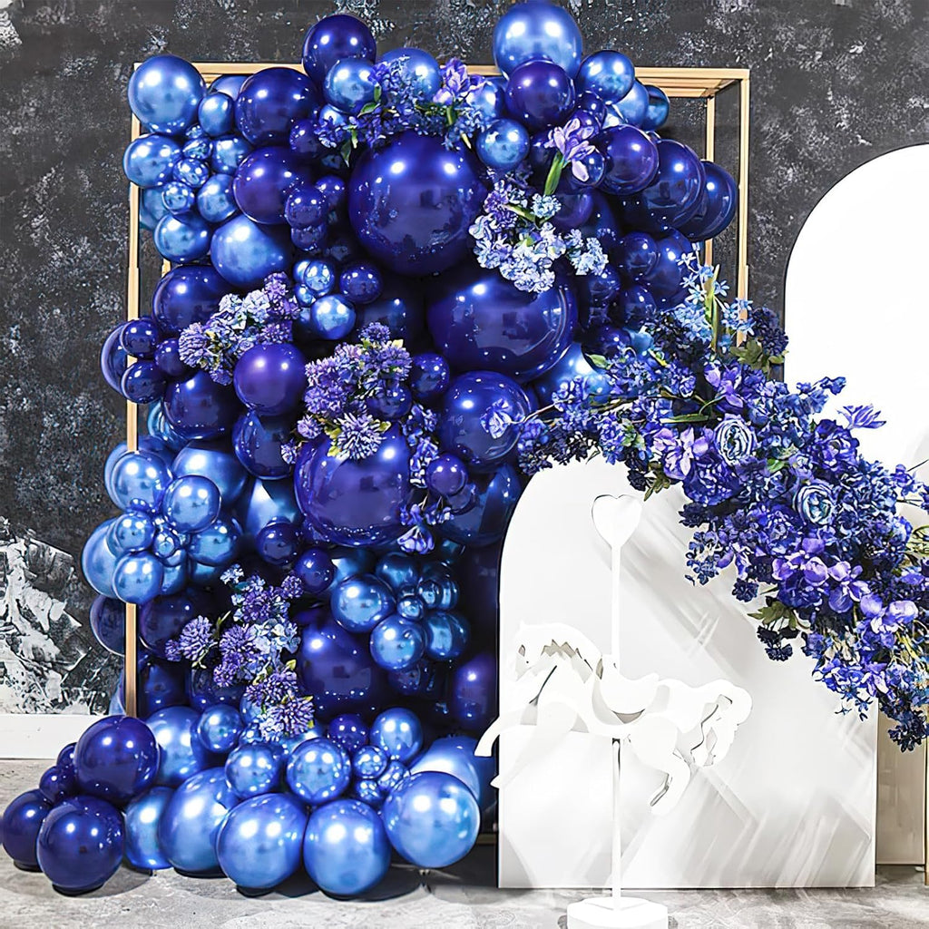 PartyWoo Metallic Blue Balloons - 50 Pcs 12 Inch Chrome Latex Helium Balloons for Celebrations