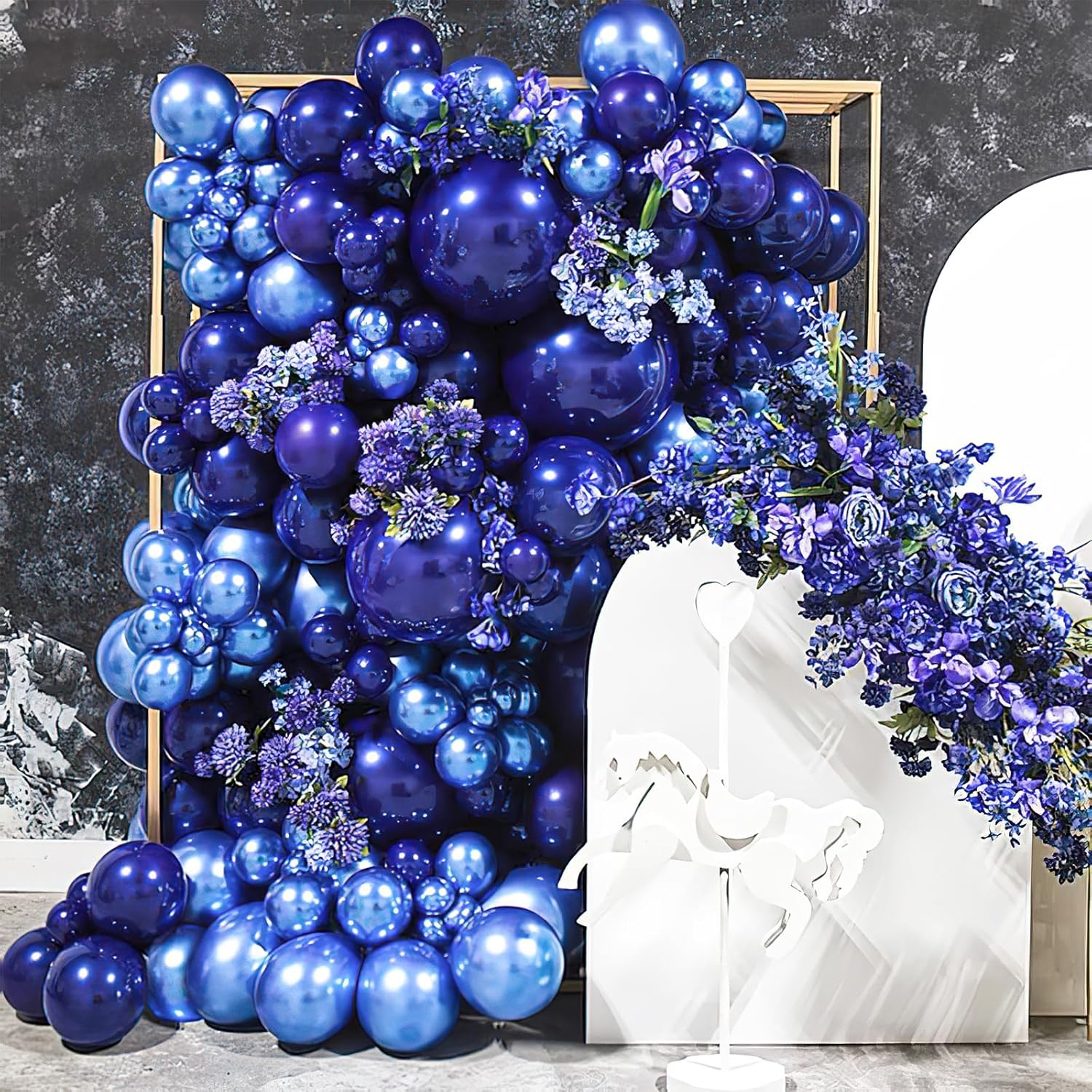 PartyWoo Metallic Blue Balloons - 50 Pcs 12 Inch Chrome Latex Helium Balloons for Celebrations