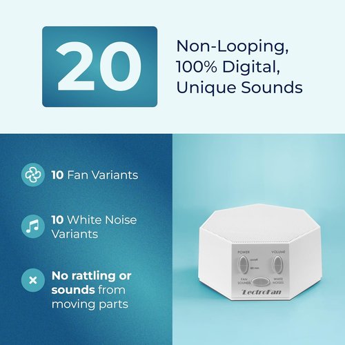 Adaptive Sound Technologies LectroFan Classic White Noise Machine - Compact Sleep Aid with 20 Non-Looping Sounds for Travel & Home