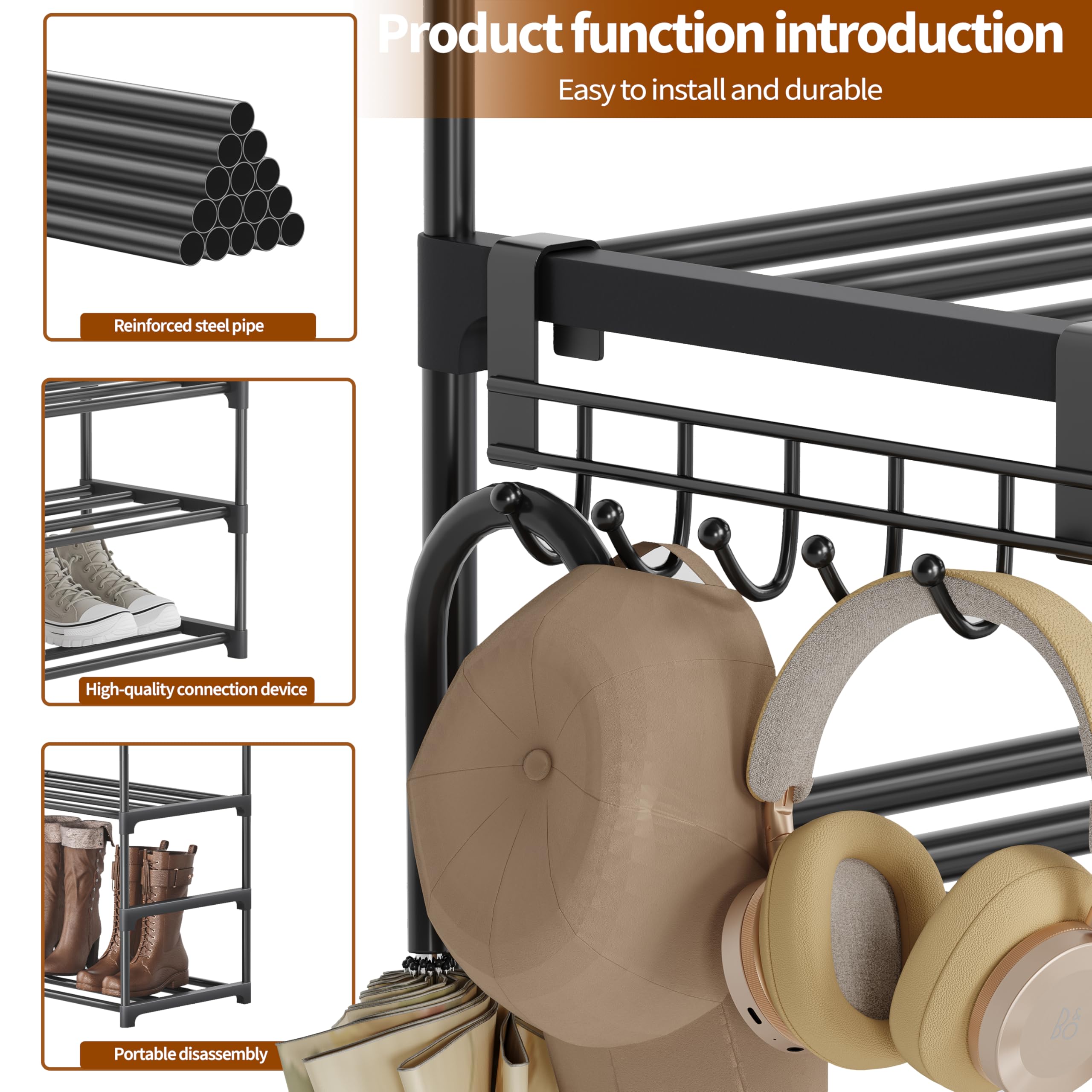 Saincustom 6 Tier Shoe Rack, Shoe Rack for Closet, Shoe Organizer for Entryway, Shoe Storage for Front Door Entrance & Entryway, Large Shoe Stand Holder Adjustable Shelf Height