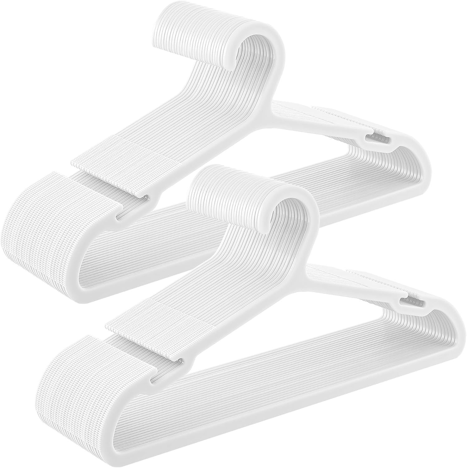 SONGMICS Clothes Hangers - Space-Saving Plastic Hangers with Wide Shoulder Notches | 50-Pack, 16.4 Inches, Cloud White